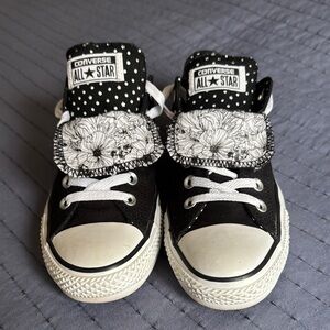 Converse Black and White Floral High-Tops